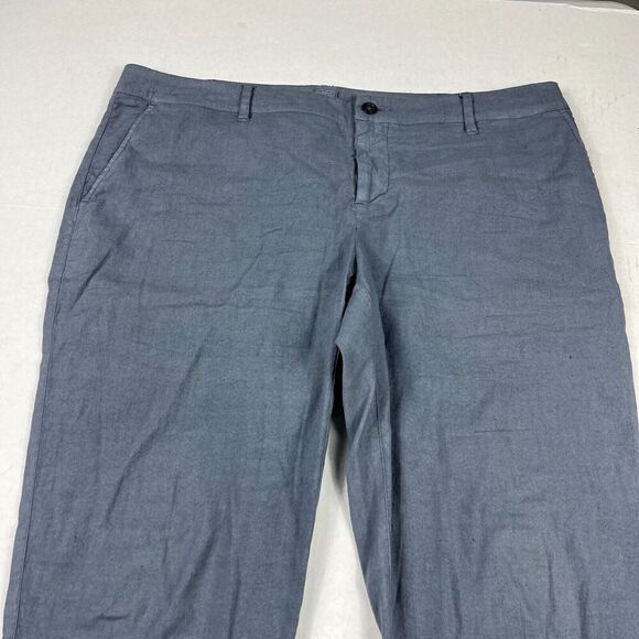 120 Lino Womens Linen Blend Ankle Pants Blue Slim Leg Trousers Size 48 12 US * - Picture 2 of 12